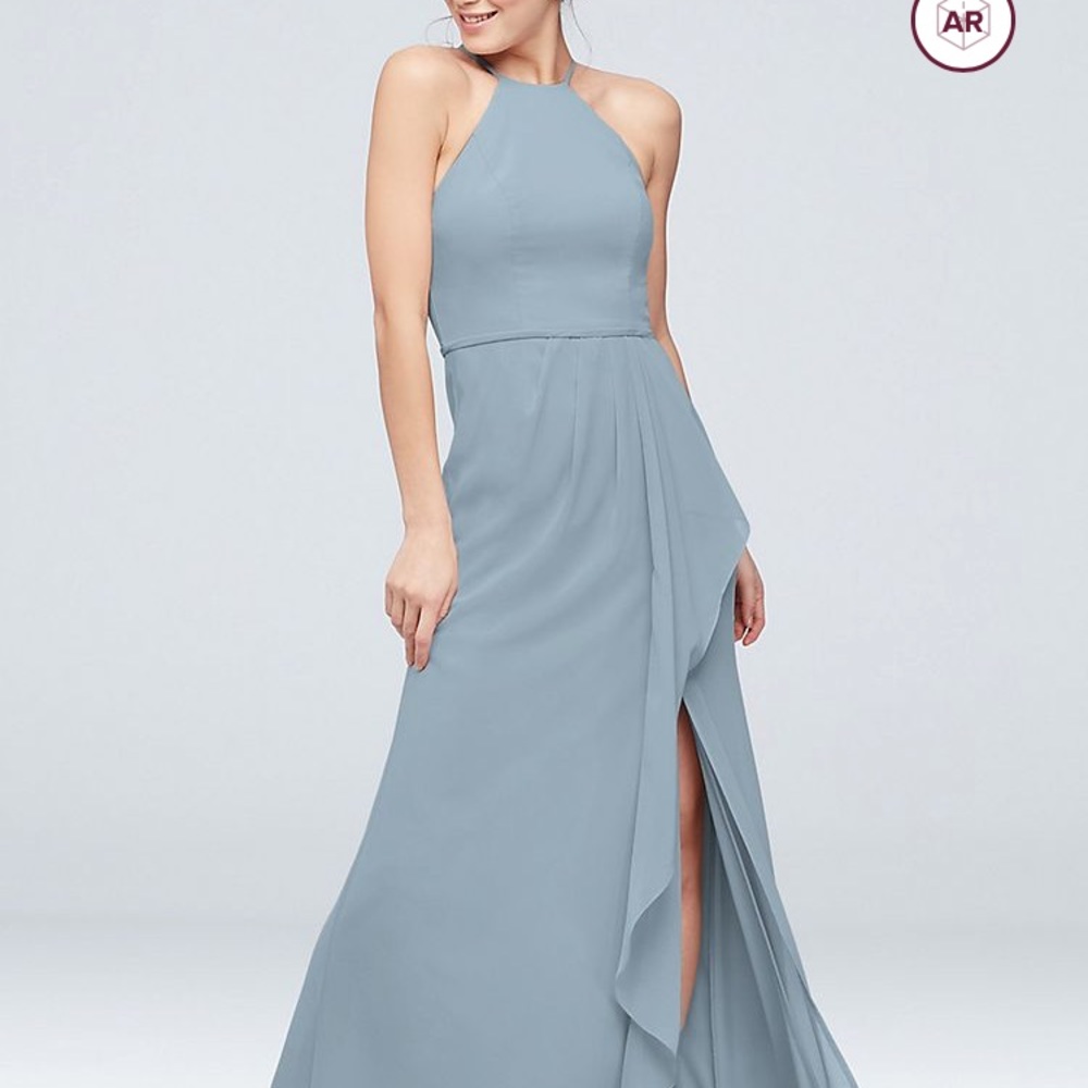 Dusty Blue David’s Bridal Bridesmaids Dress 4 NWT